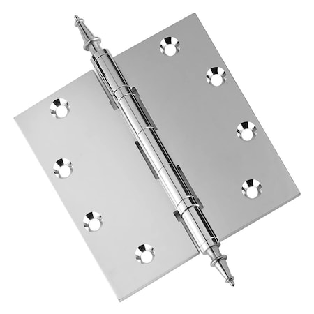 Embassy 5 x 5 Solid Brass Hinge, Polished Chrome Finish with Steeple Tips 5050BBUS26S-1